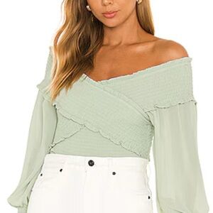 Elegant Off-Shoulder Green Top